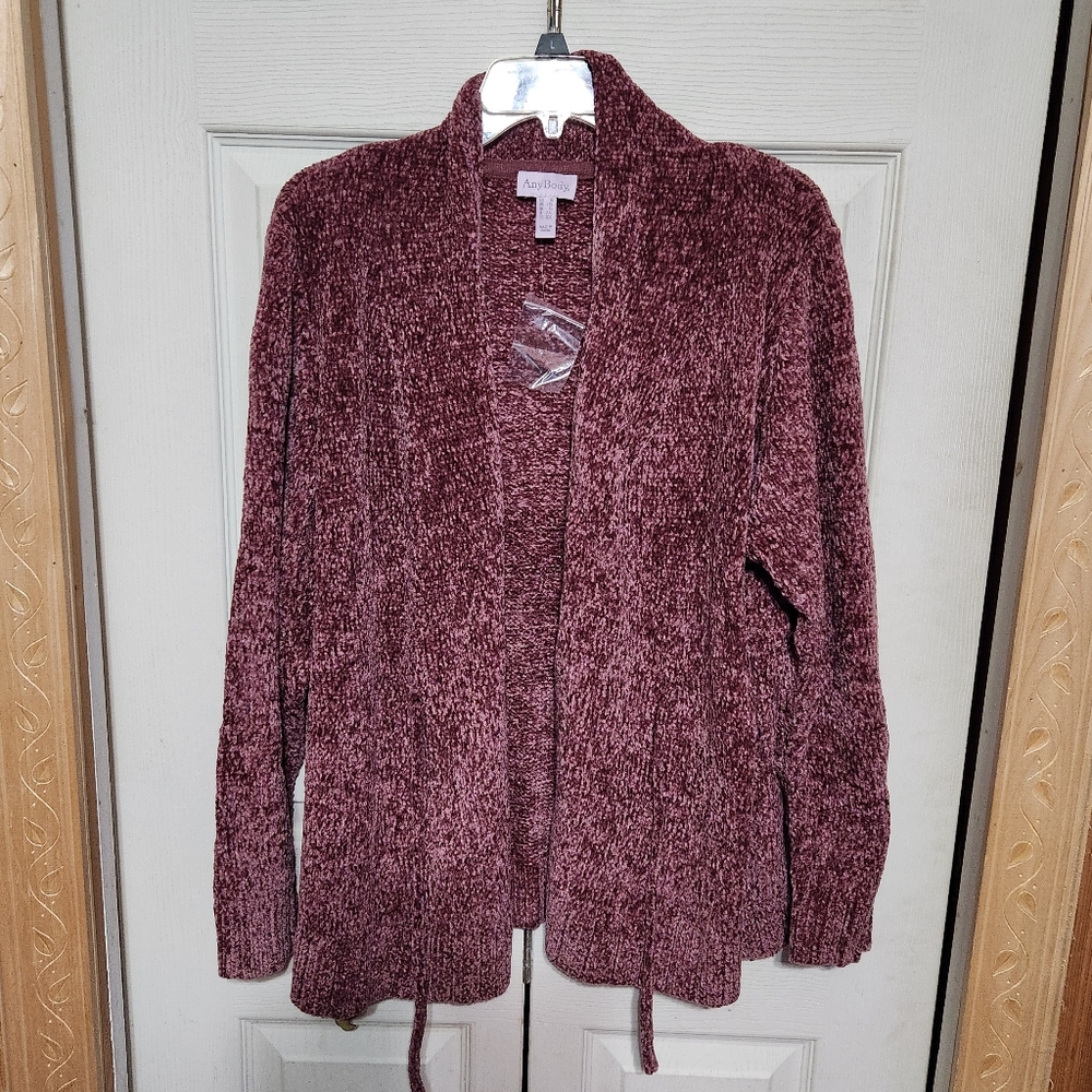 Nwot Any Body Burgundy Open-Front Cardigan